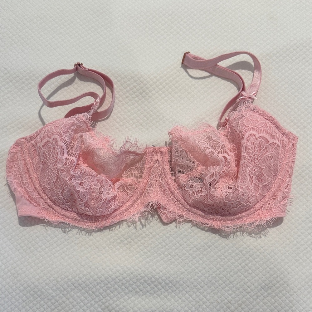 Victoria's Secret Wicked Unlined Lace Balconette Bra Pink Size 32DD